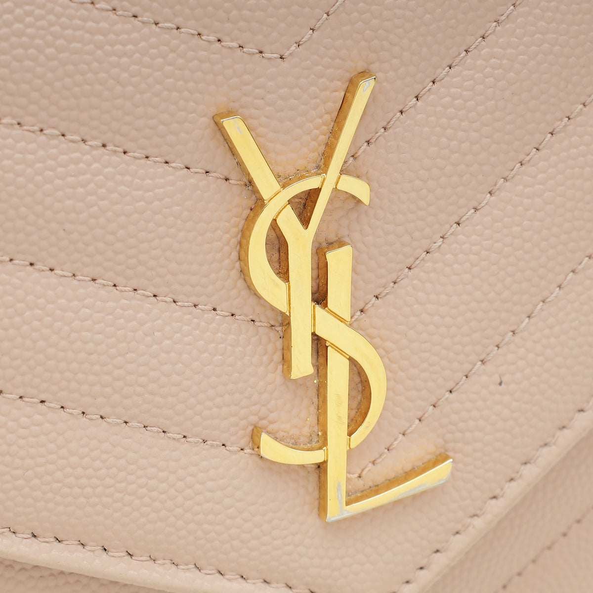 YSL Pale Pink Cassandre Envelope Chain Wallet