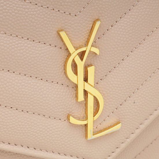 YSL Pale Pink Cassandre Envelope Chain Wallet