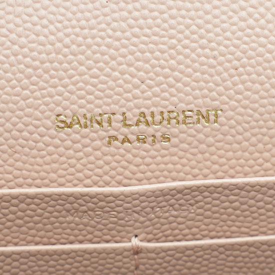 YSL Pale Pink Cassandre Envelope Chain Wallet