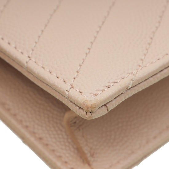 YSL Pale Pink Cassandre Envelope Chain Wallet