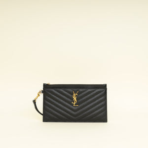 YSL Black Cassandre Matelasse Large Pouch