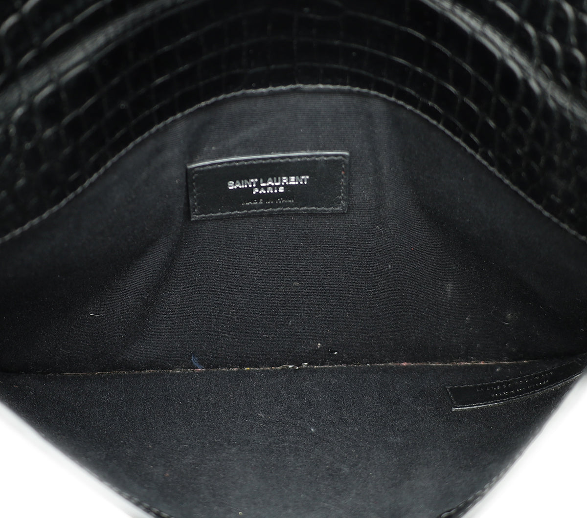 YSL Black Croco Embossed Uptown Pouch-YSL-THE CLOSET
