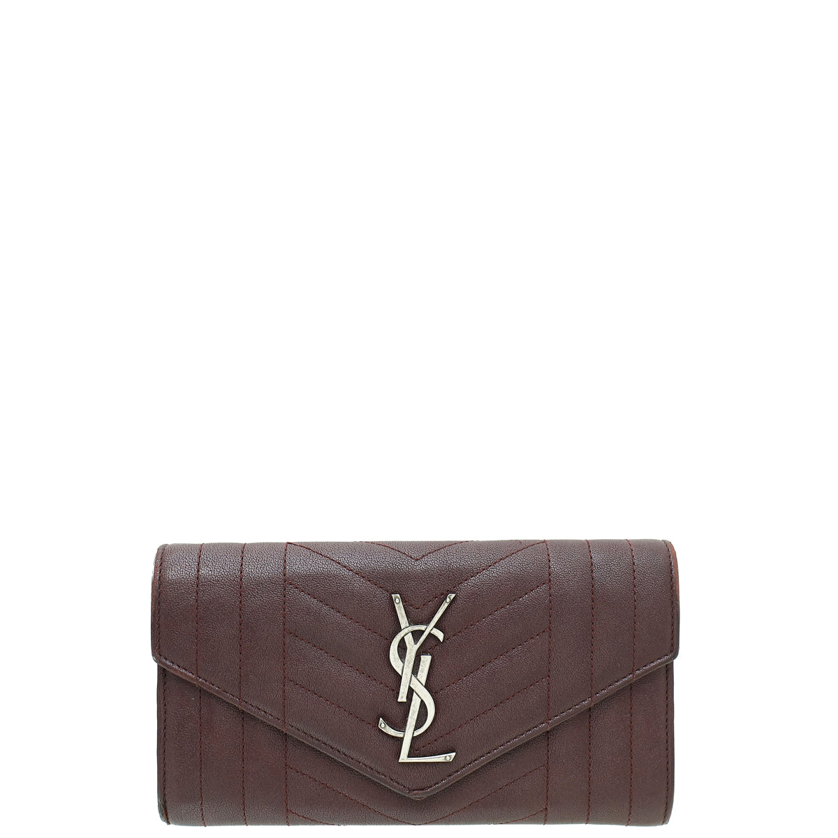 YSL Burgundy Mixed Matelasse Quilted Envelope Wallet-YSL-THE CLOSET