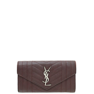 YSL محفظة مغلف مبطنة باللون العنابي المختلط 