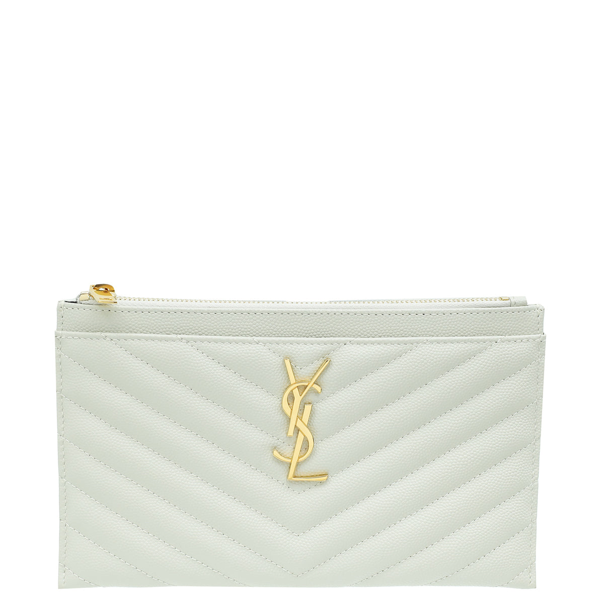 YSL Vintage Blanc Monogram Bill Pouch-YSL-THE CLOSET