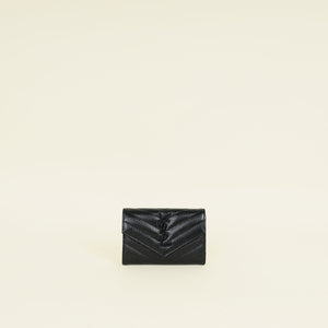 YSL Black Cassandre Chevron Envelope Wallet