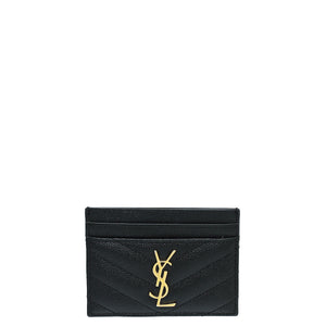 YSL- حافظة بطاقات كاساندر سوداء اللون