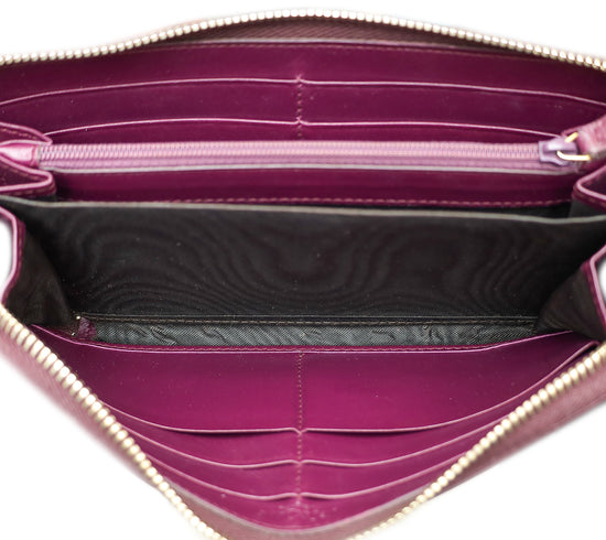 YSL Violet Belle De Jour Zip Around Wallet