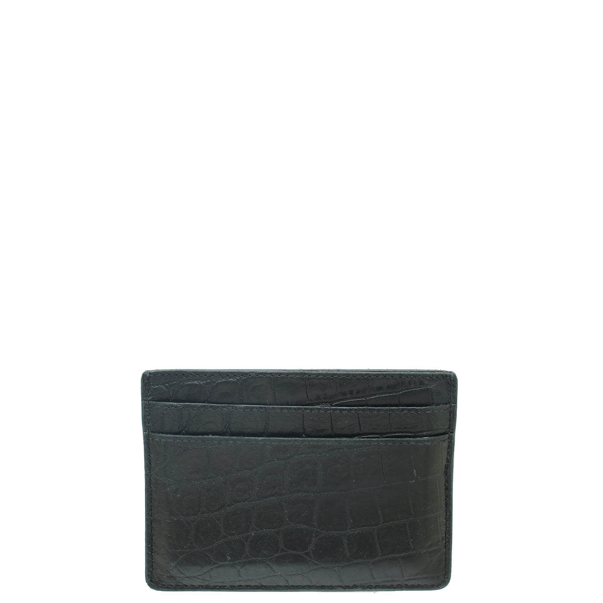 YSL Black Croco Embossed Cassandre Card Case-YSL-THE CLOSET