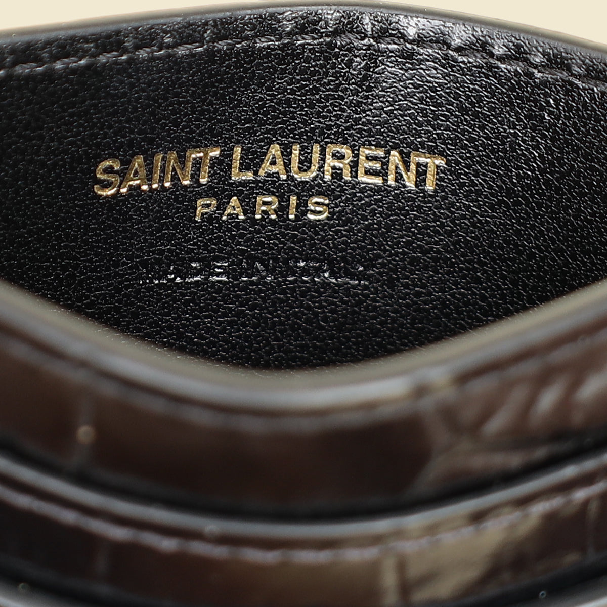 YSL Black Croco Embossed Cassandre Card Case-YSL-THE CLOSET