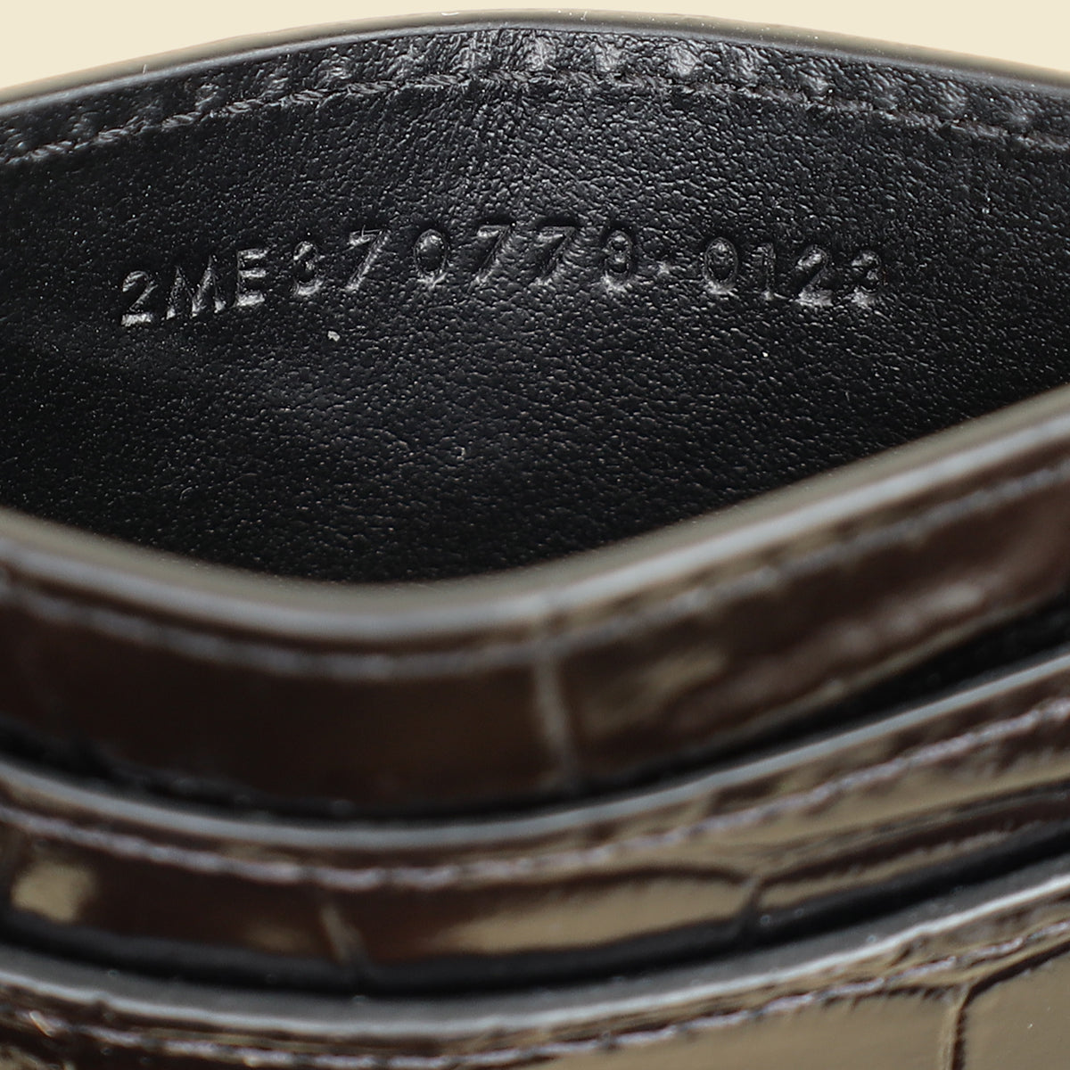 YSL Black Croco Embossed Cassandre Card Case-YSL-THE CLOSET