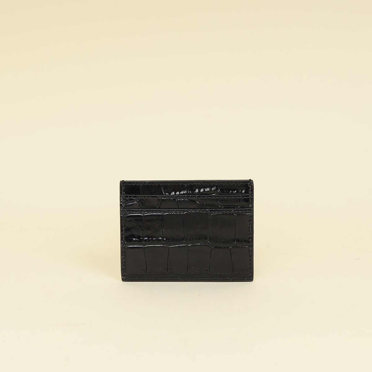 YSL Black Croco Embossed Cassandre Card Case-YSL-THE CLOSET