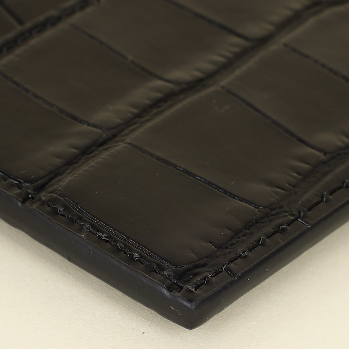 YSL Black Croco Embossed Cassandre Card Case-YSL-THE CLOSET