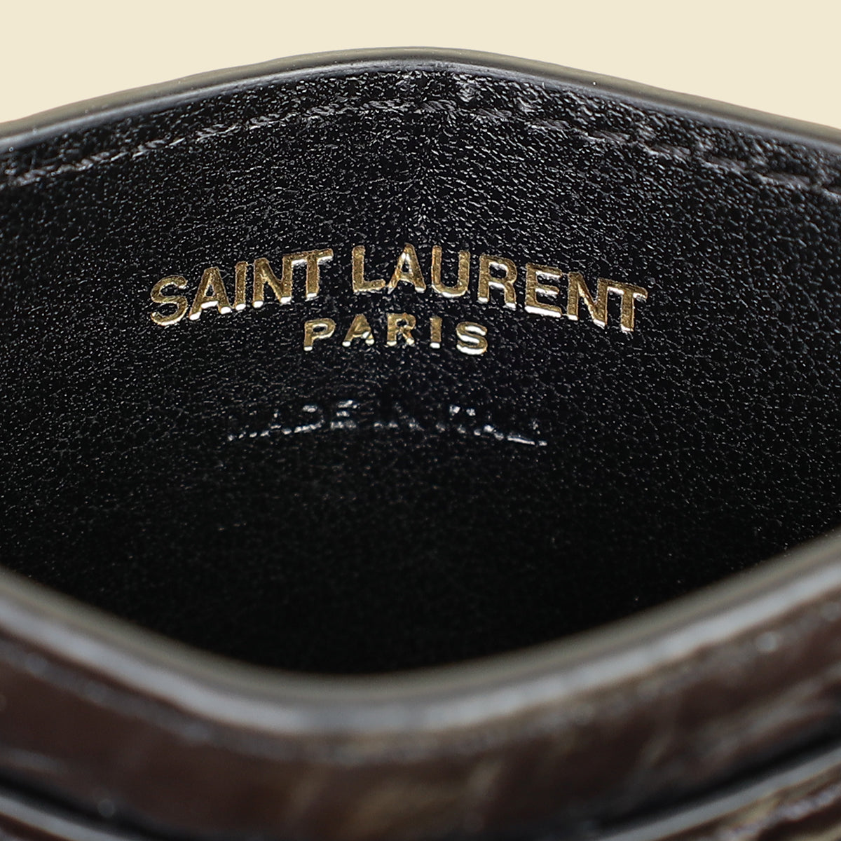 YSL Black Croco Embossed Cassandre Card Case-YSL-THE CLOSET