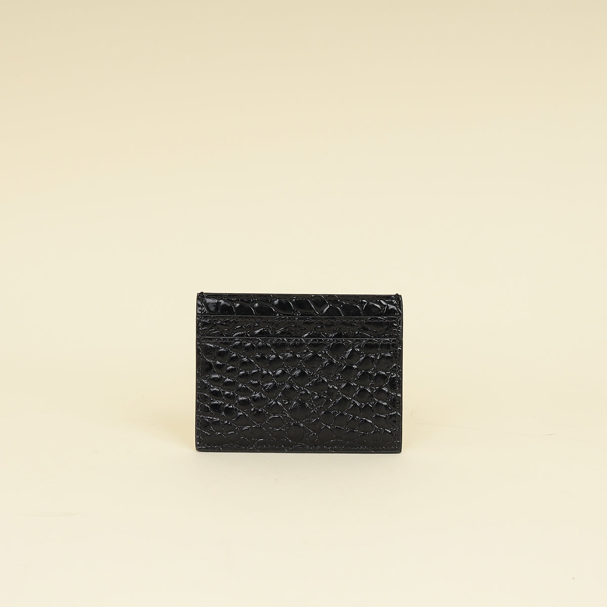 YSL Black Croco Embossed Cassandre Card Case-YSL-THE CLOSET