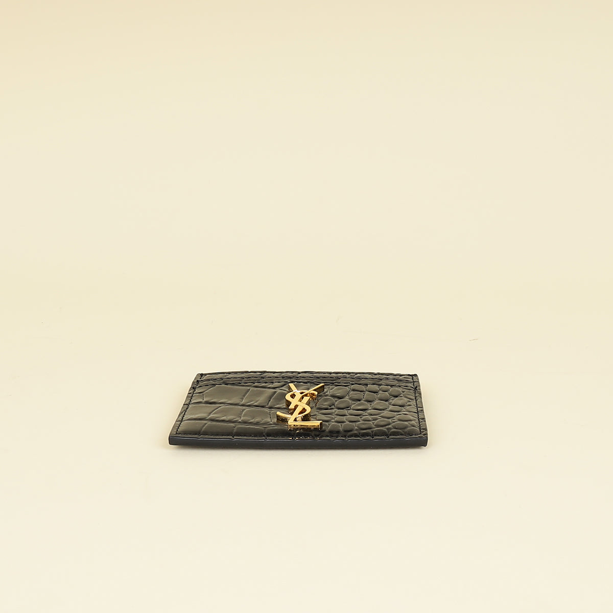YSL Black Croco Embossed Cassandre Card Case-YSL-THE CLOSET