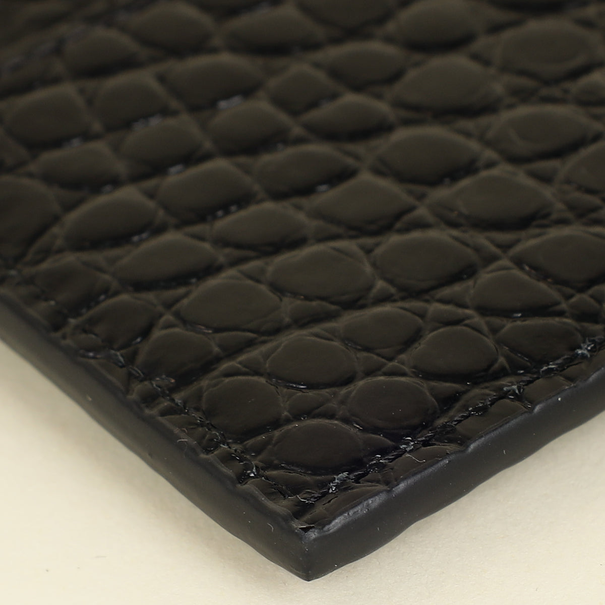YSL Black Croco Embossed Cassandre Card Case-YSL-THE CLOSET