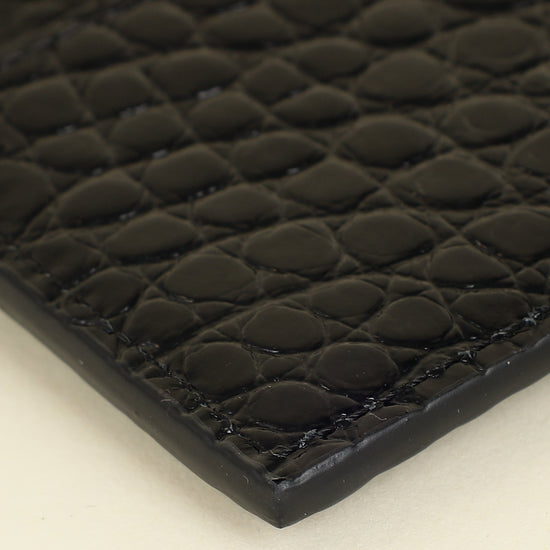YSL Black Croco Embossed Cassandre Card Case-YSL-THE CLOSET
