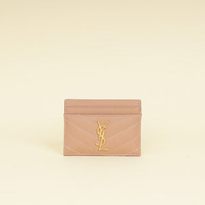 YSL Dust Rose Cassandre Matelasse Card Case