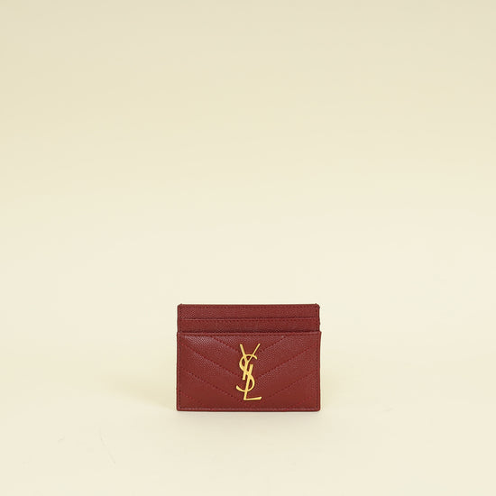 YSL Burgundy Cassandre Matelasse Card Case