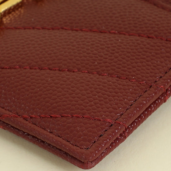 YSL Burgundy Cassandre Matelasse Card Case