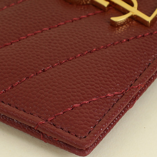 YSL Burgundy Cassandre Matelasse Card Case