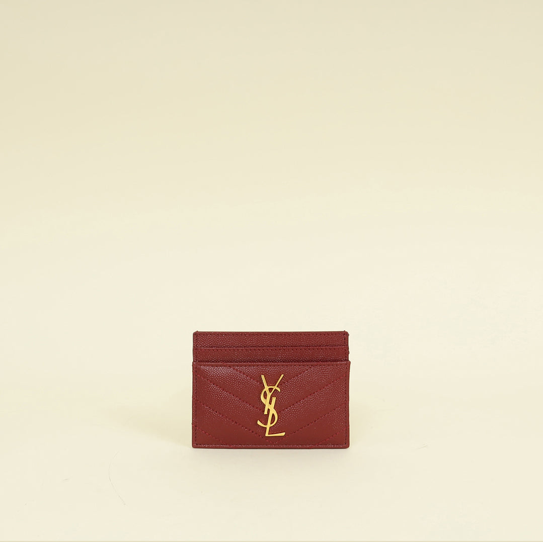 YSL Burgundy Cassandre Matelasse Card Case