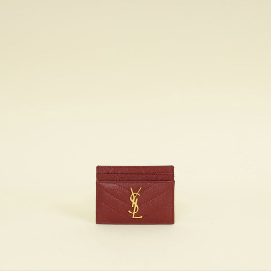 YSL Burgundy Cassandre Matelasse Card Case