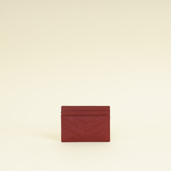 YSL Burgundy Cassandre Matelasse Card Case