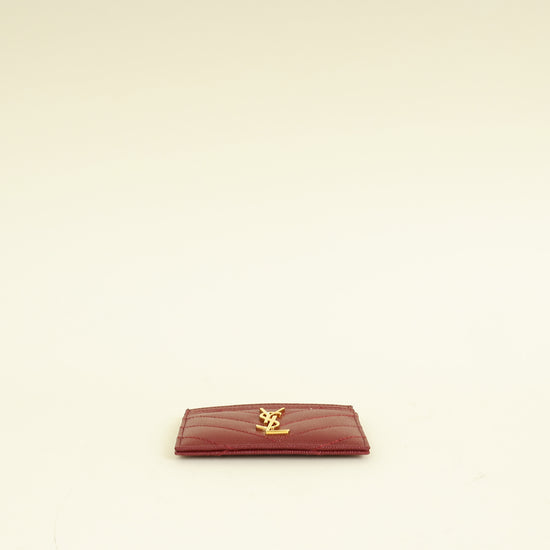 YSL Burgundy Cassandre Matelasse Card Case