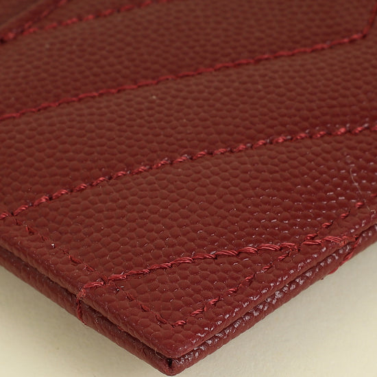 YSL Burgundy Cassandre Matelasse Card Case