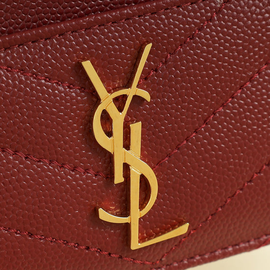 YSL Burgundy Cassandre Matelasse Card Case