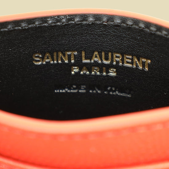 YSL Coral Red Cassandre Matelasse Card Case
