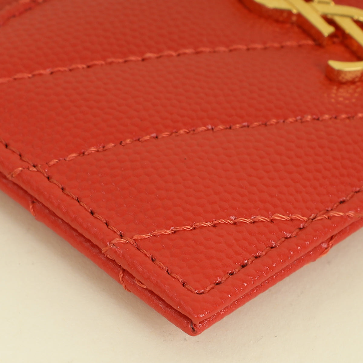 YSL Coral Red Cassandre Matelasse Card Case