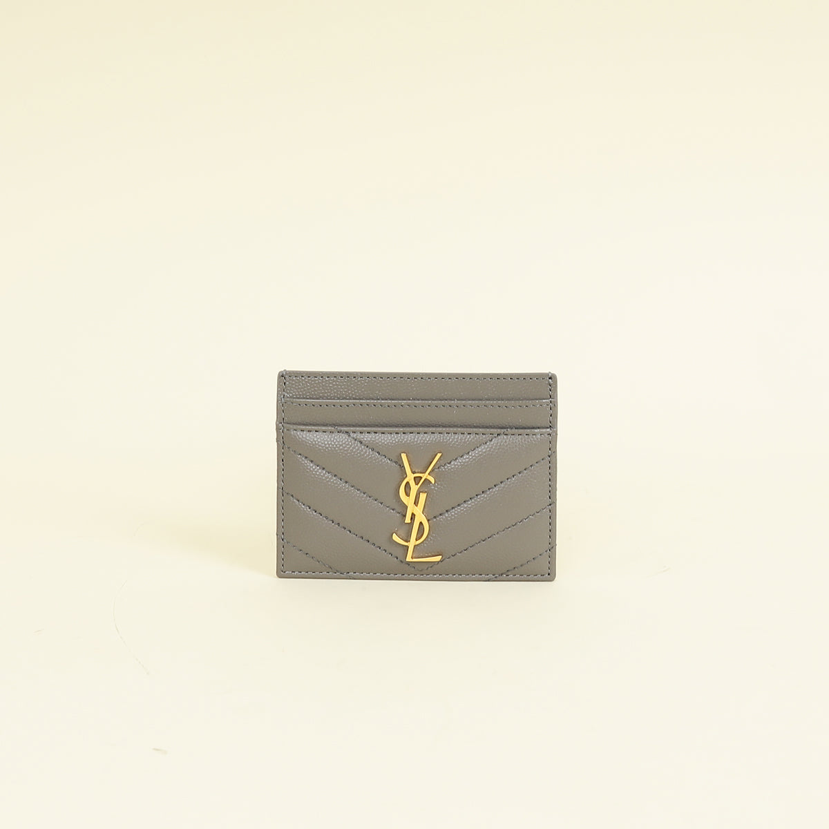 YSL Grey Cassandre Matelasse Card Case