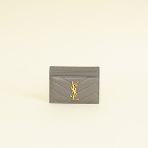 YSL Grey Cassandre Matelasse Card Case