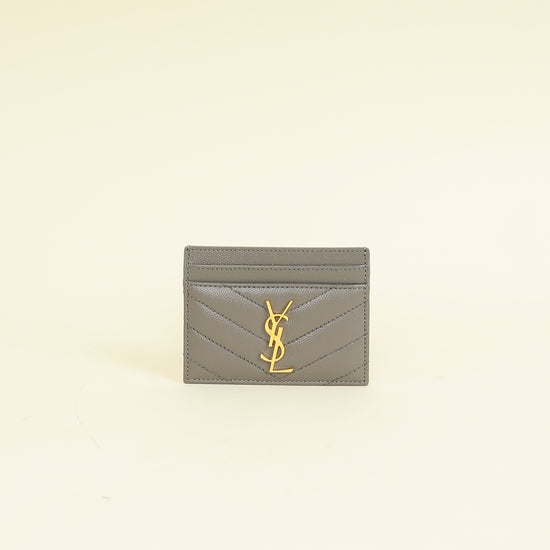 YSL Grey Cassandre Matelasse Card Case