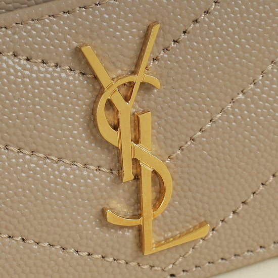 YSL Beige Cassandre Matelasse Card Case