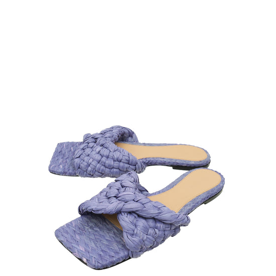 Bottega Veneta Purple Raffia Stretch Flat Sandals 40.5