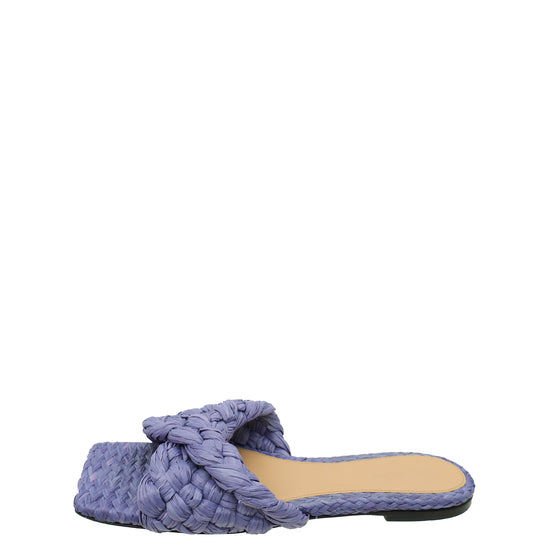 Bottega Veneta Purple Raffia Stretch Flat Sandals 40.5