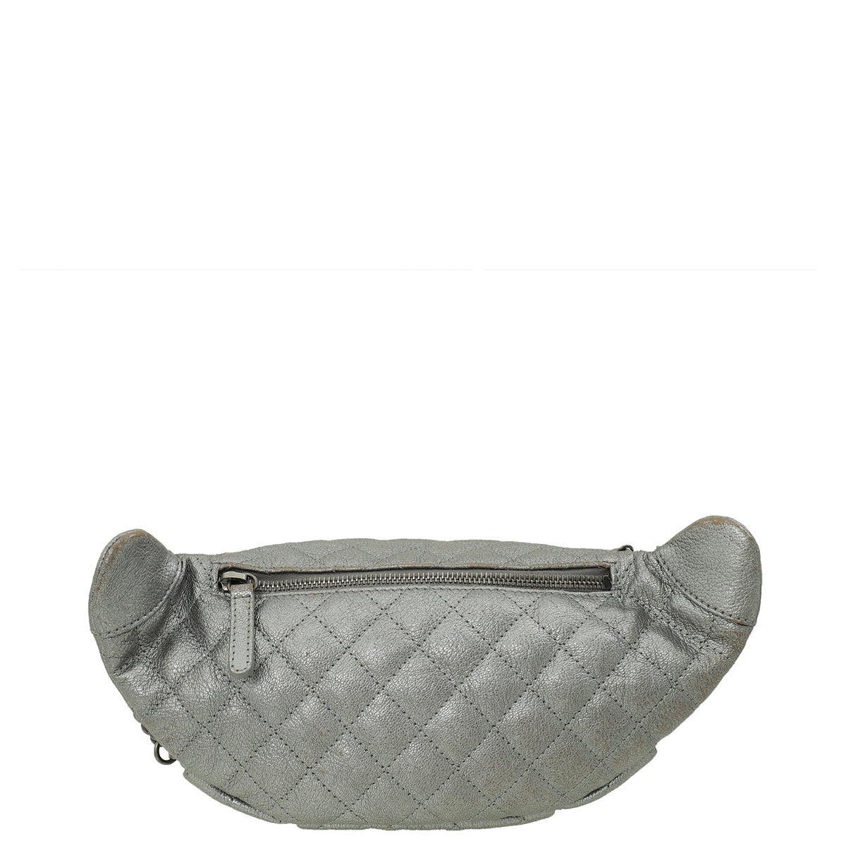 Chanel Metallic Silver Grey CC Quilted Waist Belt Bag