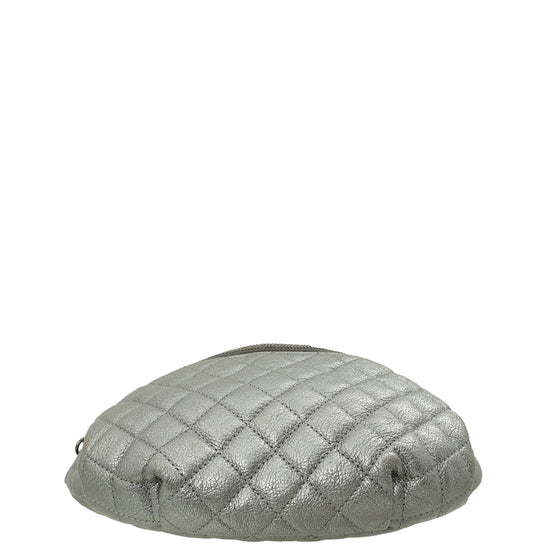 Chanel Metallic Silver Grey CC Quilted Waist Belt Bag