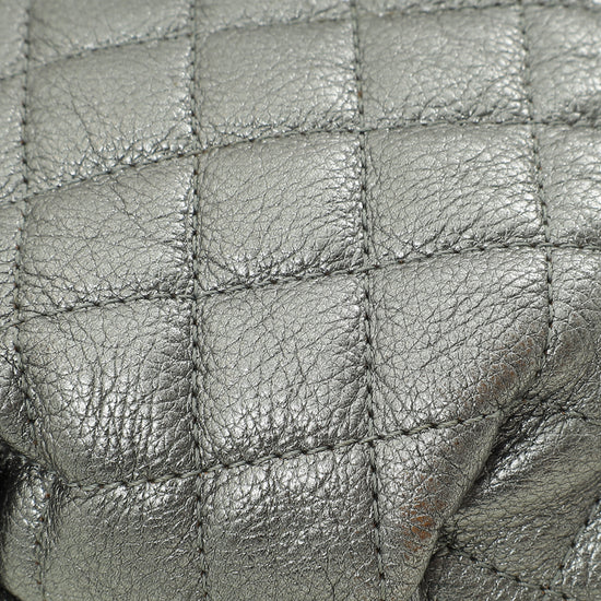 Chanel Metallic Silver Grey CC Quilted Waist Belt Bag