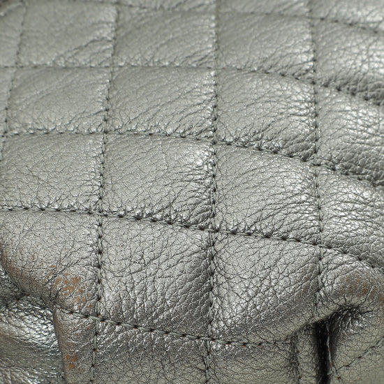 Chanel Metallic Silver Grey CC Quilted Waist Belt Bag