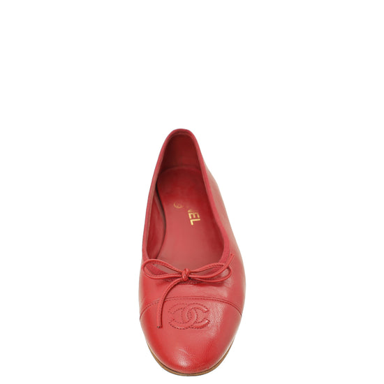 Chanel Red CC Ballet Flats 38.5