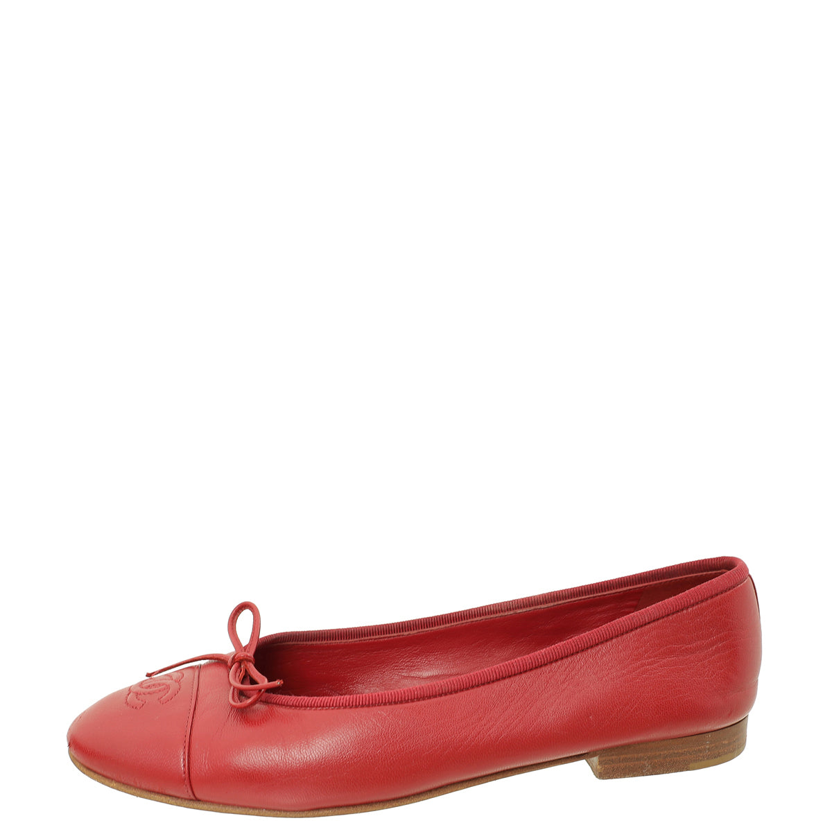 Chanel Red CC Ballet Flats 38.5