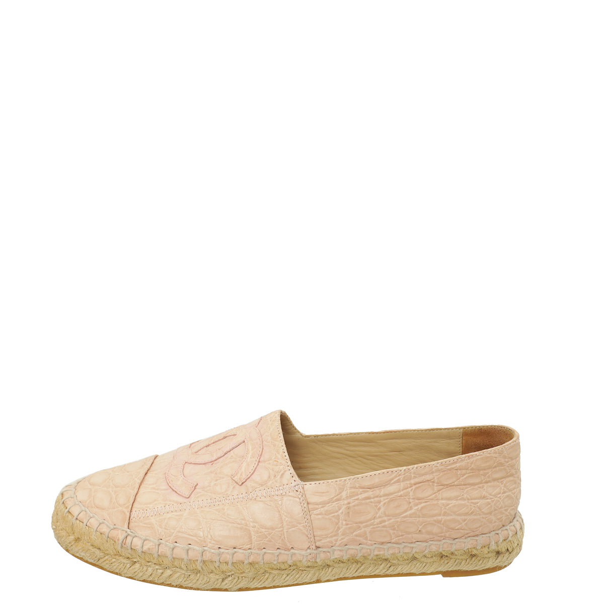 Chanel Light Pink Matte Alligator CC Espadrille 39