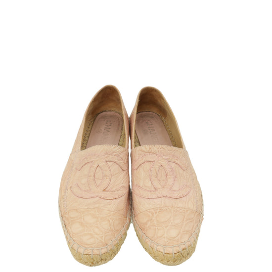 Chanel Light Pink Matte Alligator CC Espadrille 39