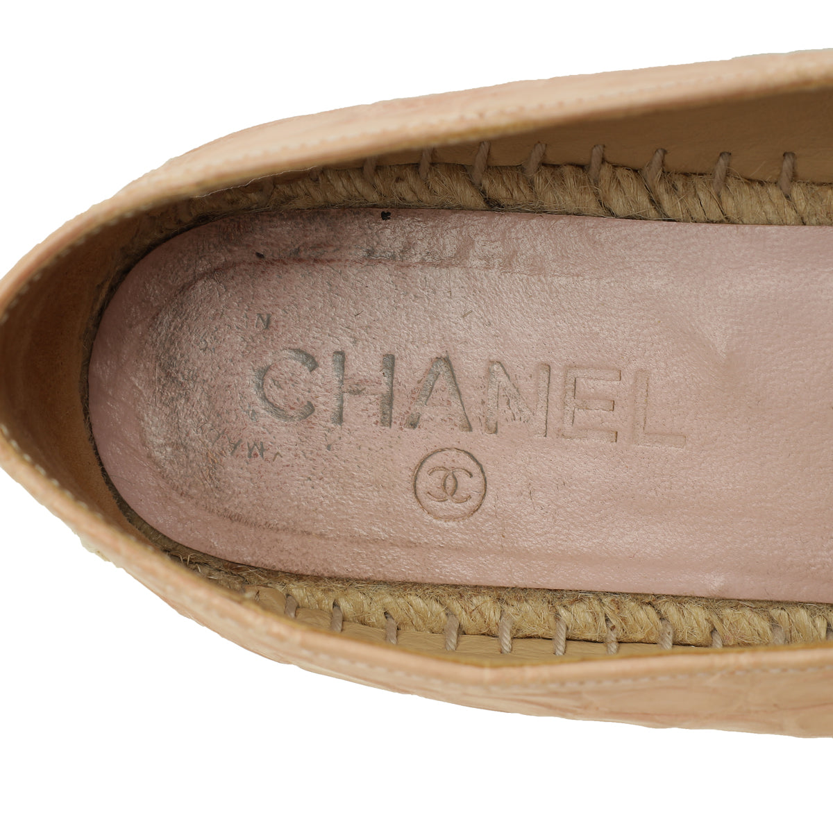 Chanel Light Pink Matte Alligator CC Espadrille 39