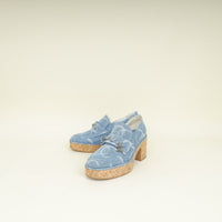 Chanel Blue CC Chain Denim Platform Pump 37.5